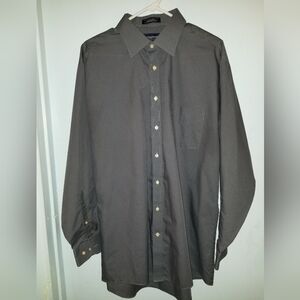 Stafford Charcoal Gray Long Sleeve Button Down Shirt 17  34/35